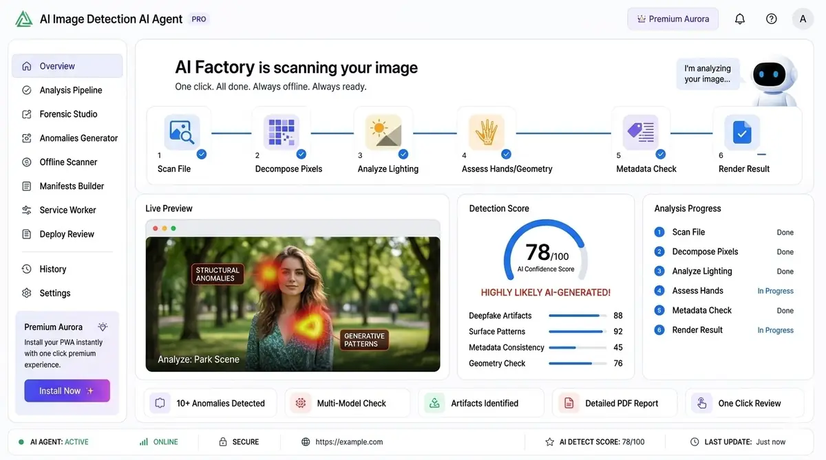 AI Image Detection Agent — example of the AI tool dashboard software